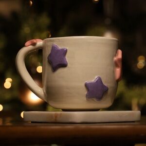 Ceramic Mug with Purple and Pink Stars